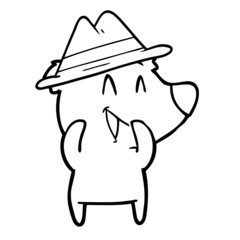 laughing bear cartoon wearing hat