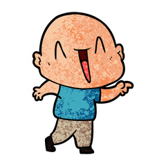 happy cartoon bald man