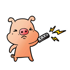 cartoon grumpy pig with remote control