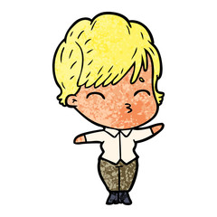 cartoon woman thinking