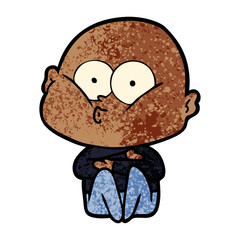cartoon bald man staring