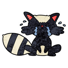 cartoon raccoon crying