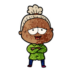 cartoon happy old lady