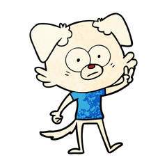 nervous dog in t shirt