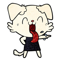 cartoon panting dog in dress
