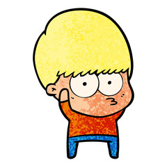 nervous cartoon boy