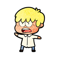 worried cartoon boy