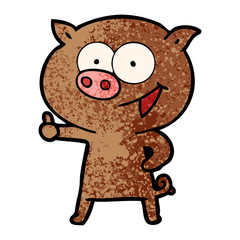 cheerful pig cartoon