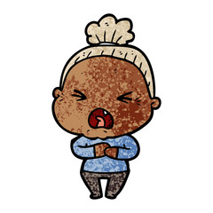 cartoon angry old woman