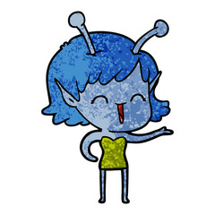 cartoon alien girl laughing