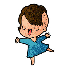 cute cartoon girl with hipster haircut