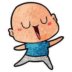 happy cartoon bald man