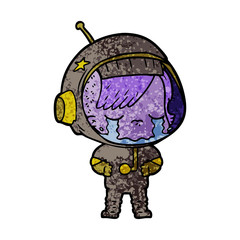 cartoon crying astronaut girl