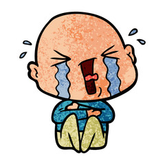 cartoon crying bald man