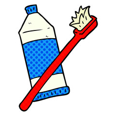 cartoon toothpaste and toothbrush