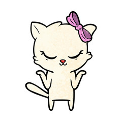 cute cartoon cat with bow