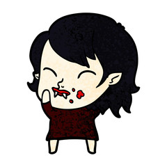 cartoon vampire girl with blood on cheek