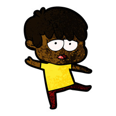 cartoon exhausted boy