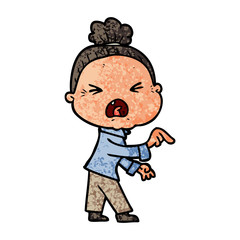 cartoon angry old woman