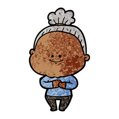 cartoon happy old woman