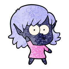 cartoon elf girl waving