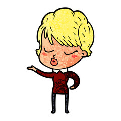 cartoon woman with eyes shut