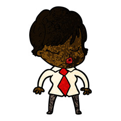 cartoon woman with eyes shut