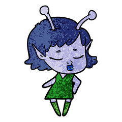 cute alien girl cartoon