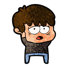 cartoon exhausted boy