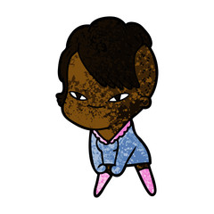 cute cartoon girl with hipster haircut