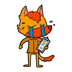 sad little fox cartoon character