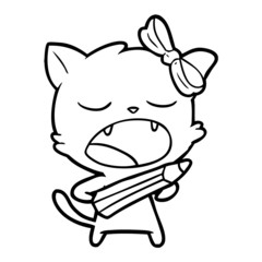 cartoon yawning cat