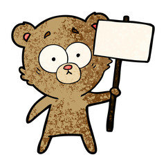 bear cartoon character with protest sign