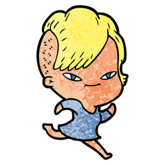 cute cartoon girl with hipster haircut