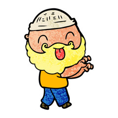 man with beard sticking out tongue