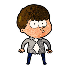 cartoon nervous boy in shirt and tie