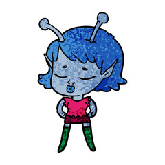 cute alien girl cartoon