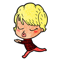 cartoon woman with eyes shut