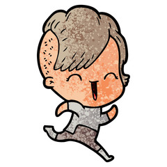 cartoon happy hipster girl