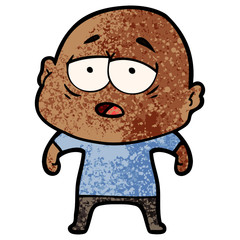 cartoon tired bald man
