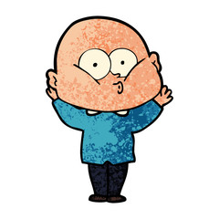 cartoon bald man staring