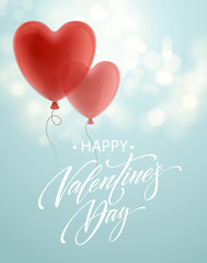 Balloon Hearts holiday illustration of flying red balloon hearts. Valentines Day or Wedding invitation festive decoration. Vector