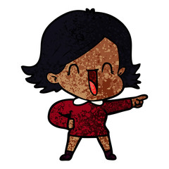 cartoon laughing woman pointing