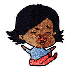 cartoon girl pulling face