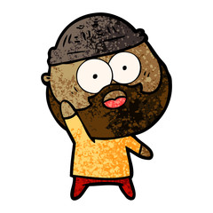 cartoon bearded man holding up hand