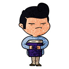 cartoon cool guy with fashion hair cut