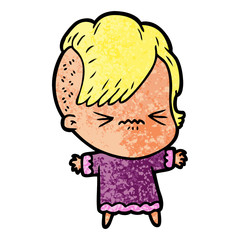 Obraz premium cartoon annoyed hipster girl