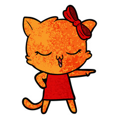 cartoon cat with bow on head