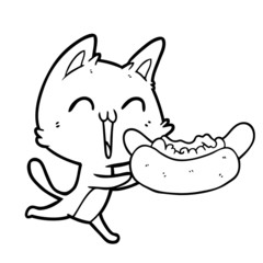 happy cartoon cat meowing