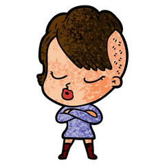 cartoon pretty hipster girl